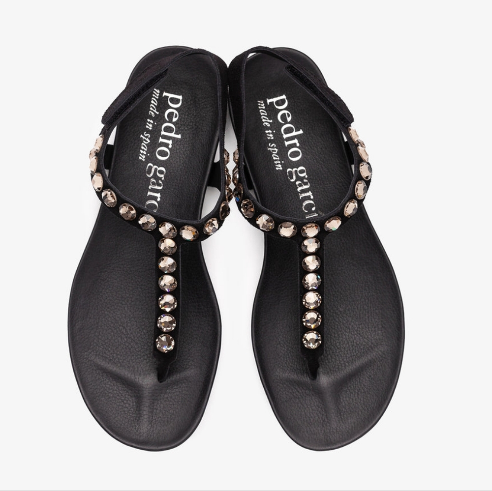 Pedro Garcia Black Sandals with Silver Accents